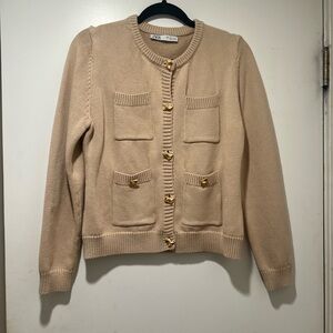 Zara Cream Cardigan with Gold Buttons